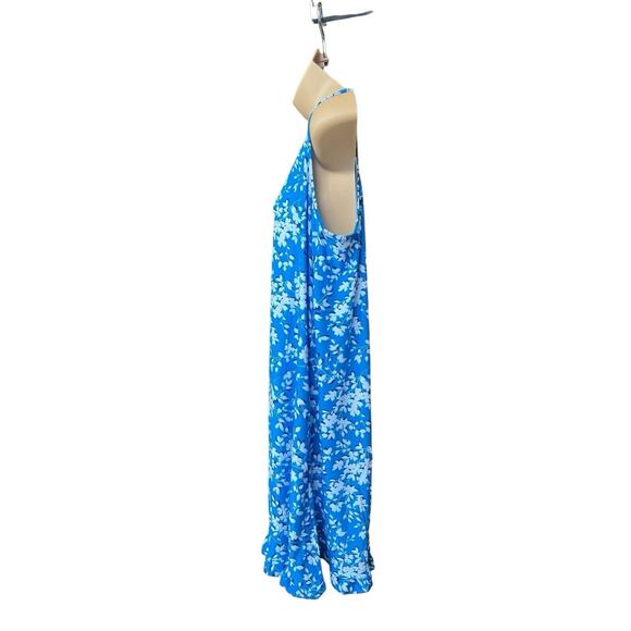 Draper James Floral Bohemian Blue Slip Wide Strap Scoop Neck Mini Dress L/XL NWT - Picture 3 of 11